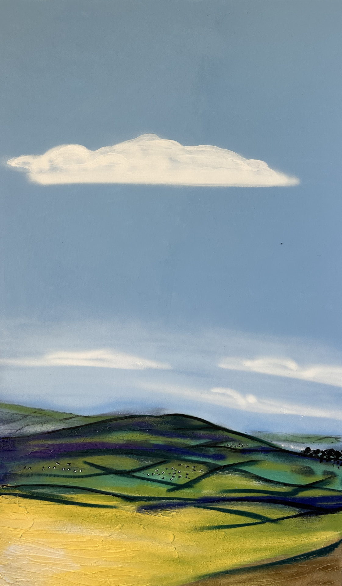 Liv’s painting of green fields and the Malvern Hills